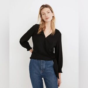 Madewell Smocked-Sleeve Wrap Top